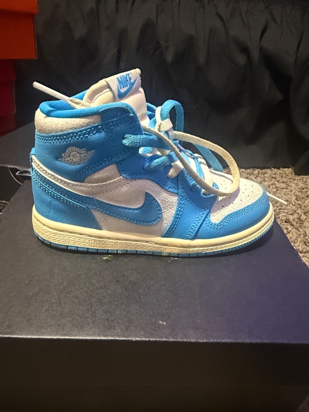 Nike Kids Light Blue and White High-Top Sneakers